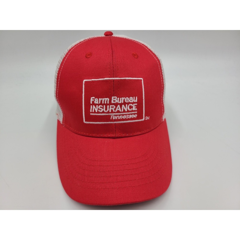 Farm Bureau Insurance Tennessee Mesh Trucker Snapback Hat Cap Dad Men Red White